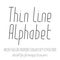 Thin line alphabet. Modern outline typeface.