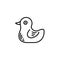 Thin line baby icon. Toy, plaything duck, rubberduck.