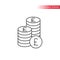 Thin line british pound coin stack icon. Outline, editable british pounds coins stacks icon.