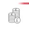 Thin line british pound coin stack icon. Outline, fully editable british pounds coins stacks icon.