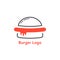 Thin line burger logo with red sauce