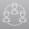 Thin line Collaboration business People icon. Meeting icon on transparent background.