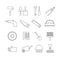 Thin line construction tools, home repair vector icons, toolkit symbols