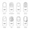 Thin Line Design Nail Diseases Icon Set. Vector