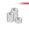 Thin line euro coin stack icon. Outline, editable euros coins stacks icon.