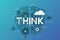 Thin line flat design banner for think web page, learning, knowledge, innovation, creativity, solutions