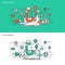 Thin line flat design concept banners for Content Marketing