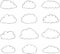 Thin Line Fluffy Cloud Vector Collection