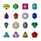 Thin line Gems icons set, vector illustration