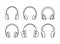 Thin line headphones icons