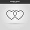 thin line icon. double heart logo. love symbol. use in decoration, design as the emblem. vector illustration.