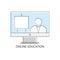 Thin line icon of online education form, online webinar. Modern