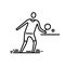 Thin line icon. Ping pong, table tennis player