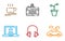 Thin line icon set of teenage hobby , plant feeding,photograhy,coffee, laptop, music headphone, car travelling