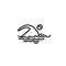 Thin line icon. Swimmer in water.