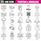Thin line icons set of 3D printing and modeling technology