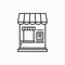 Thin line icons set. Cashbox, ticket window. Food kiosk, trolley, mobile cafe, shop, trade cart. Vector style linear