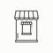 Thin line icons set. Cashbox, ticket window. Food kiosk, trolley, mobile cafe, shop, trade cart. Vector style linear