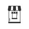 Thin line icons set. Cashbox, ticket window. Food kiosk, trolley, mobile cafe, shop, trade cart. Vector style linear