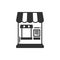 Thin line icons set. Cashbox, ticket window. Food kiosk, trolley, mobile cafe, shop, trade cart. Vector style linear