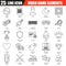 Thin line icons set of game objects, mobile gaming elements