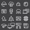 Thin line icons set of hosting and cloud computing networks concepts