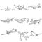 Thin line icons set,transportation,Airplane,vector illustrations