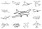 Thin line icons set,transportation,Airplane,vector illustrations