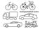 Thin line icons set,transportation,Car,Truck,Train,Bicycle,vector illustrations
