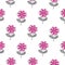 Thin line pink flower vector pattern.