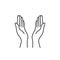 Thin line prayer hands black icon