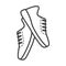 Thin line running shoes icon