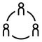 Thin line sharp vector icon /  teamwork, social network, group