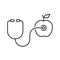 Thin line stethoscope and apple