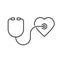 Thin line stethoscope heart