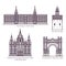 Thin line style of Spain architecture landmarks