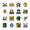 Thin line Taxi icons set, vector illustration