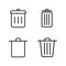 Thin line trash bin icons