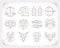 Thin line vector zodiacal symbols. Astrology, horoscope sign, graphic design elements, printing template. Vintage