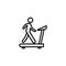 Thin line walking on treadmill icon on white