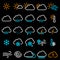 Thin line weather icon set.