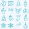 Thin line winter and Christmas time icons set