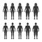 Thin, Normal, Fat, Overweight Man and Woman Body Figures. Vector