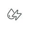 Thin Outline Icon Drop of Water and Lightning Electricity. Such Line sign as Water Supply and Electricity, Public