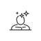 Thin Outline Icon Human and Mind. Such Line sign as Logical Thinking, Think Process, Phantasy or Imagination. Vector
