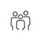 Thin Outline Icon Many Human Figures Next to Each Other, Three Persons. Such Line sign as Family, Meeting Men, Close