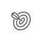 Thin Outline Icon Target and Arrow. Such Line sign as Focusing Attention or Concentration Attention, Aim and Goal