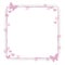 Thin pink princess frame border stroke beauty with small pink butterflies curls spirals cute simple geometric square with shadow o