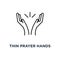 thin prayer hands or applause icon, symbol contour style minimal logotype graphic stroke art design on white concept of clapping