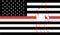 Thin Red Line Firefighter Flag Vector. USA flag remembering, memories on fallen fire fighters officers on duty. Firefighter member